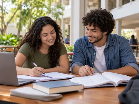 Estudantes de graduação estudando juntos